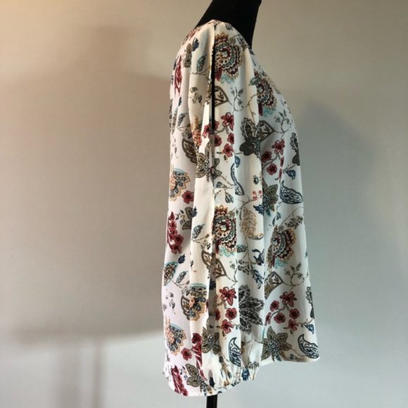 Womens Faith & Joy Open Long sleeve Floral Blouse size M - Picture 7 of 14